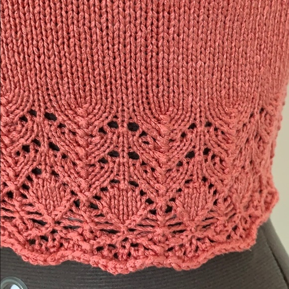 Handmade 100% Silk Lace Sweater Coral XS - Picture 3 of 4